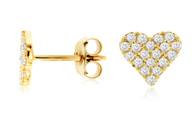 14K YG 38 RD DIA'S 0.38CT CLUSTER HEART SHAPE STUD EARRINGS 14K YG 38 RD DIA'S 0.38CT CLUSTER HEART SHAPE STUD EARRINGS