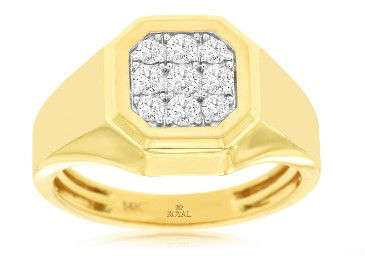 14KYG 9 BR DIAMONDS 0.50CT SQUARE TOP SATIN FINISH MEN'S RING 14KYG 9 BR DIAMONDS 0.50CT SQUARE TOP SATIN FINISH MEN'S RING