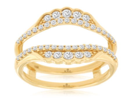 14K YG 48 RD DIA'S 0.50CT CURVED RING GUARD