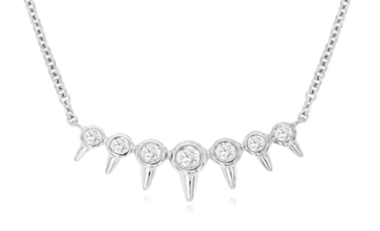 14K WG 7 DIA'S 0.15CT BEZEL SET CURVED BAR PEND/NECKLACE 14K WG 7 DIA'S 0.15CT BEZEL SET CURVED BAR PEND/NECKLACE
