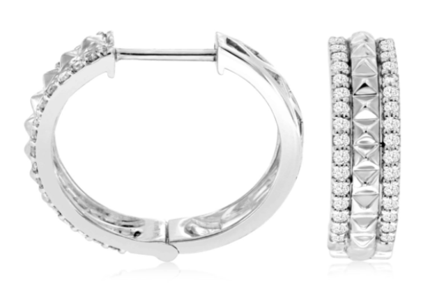 14K WG 64 DIA'S 0.50CT FASHION HOOP EARRINGS