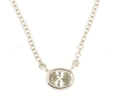 14K WG 0.10CT OVL DIA BEZEL SET STATION PEND/NECKLACE 14K WG 0.10CT OVL DIA BEZEL SET STATION PEND/NECKLACE