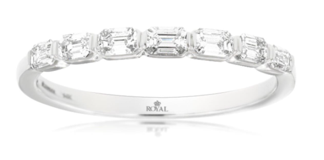 14K WG 7 BAGUETTE DIAMONDS 0.55CT STACKABLE WEDDING BAND