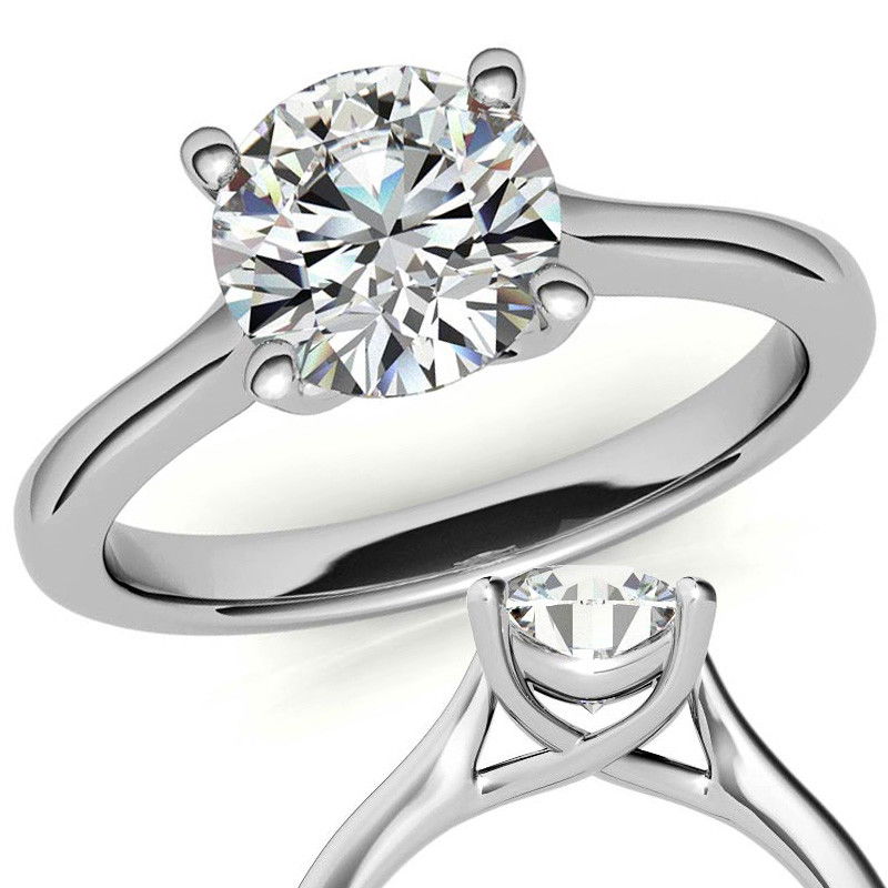 14KWG 0.25CT GHI/SI2 ROUND BRILL TRELLIS SOLITAIRE ENGAGEMENT RING