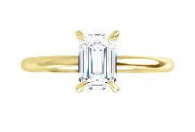 14KYG 6X4 1.8MM POLISHED SOLITAIRE SEMI-MOUNT FOR EMERALD CUT CENTER