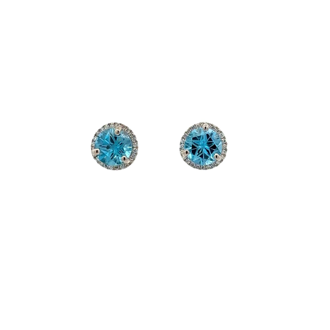 14KWG 7MM TEXAS STAR CUT BLUE TOPAZ & 48 BR DIAMONDS 0.19CT HALO STUDS 14KWG 7MM TEXAS STAR CUT BLUE TOPAZ & 48 BR DIAMONDS 0.19CT HALO STUDS