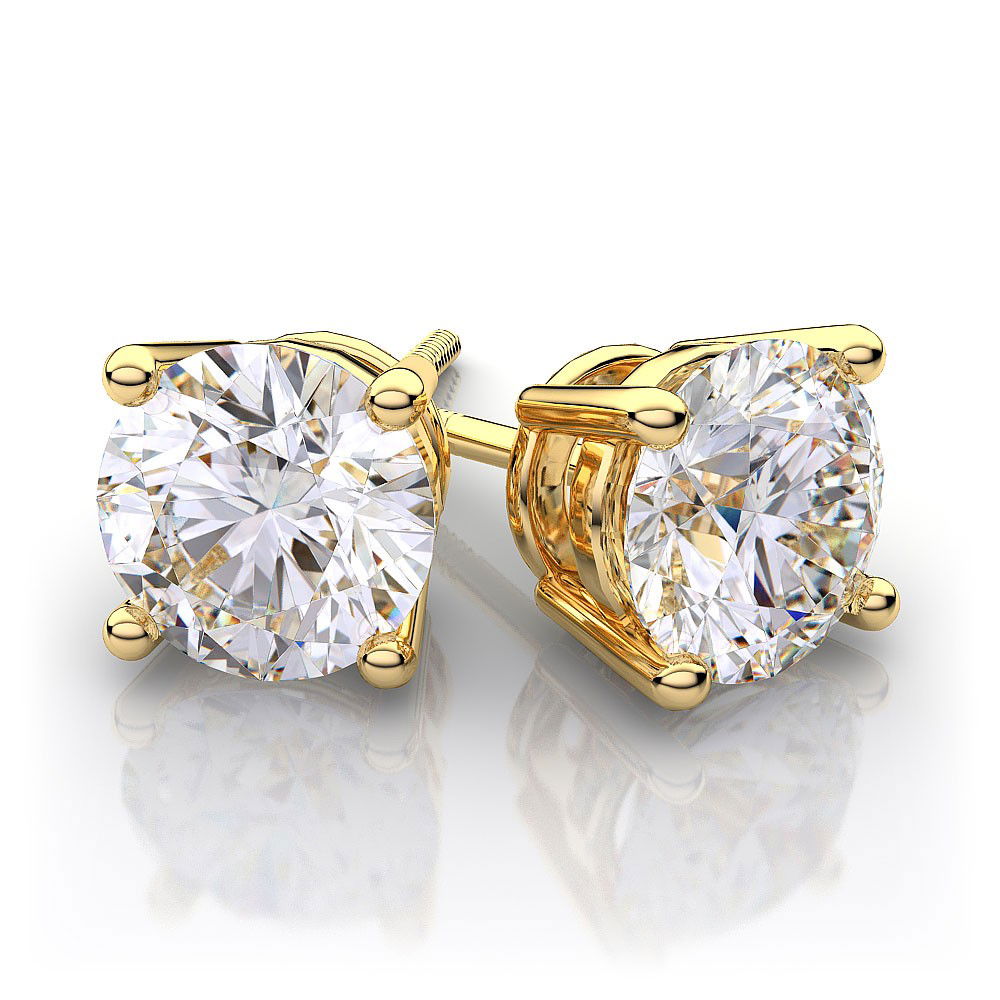 14KYG 0.75CT TW L/VS2 ROUND BRILLIANT DIAMOND STUD EARRINGS