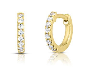 14KYG 9MM 16 BR DIAMONDS 0.16CT HUGGIE HOOP EARRINGS 14KYG 9MM 16 BR DIAMONDS 0.16CT HUGGIE HOOP EARRINGS