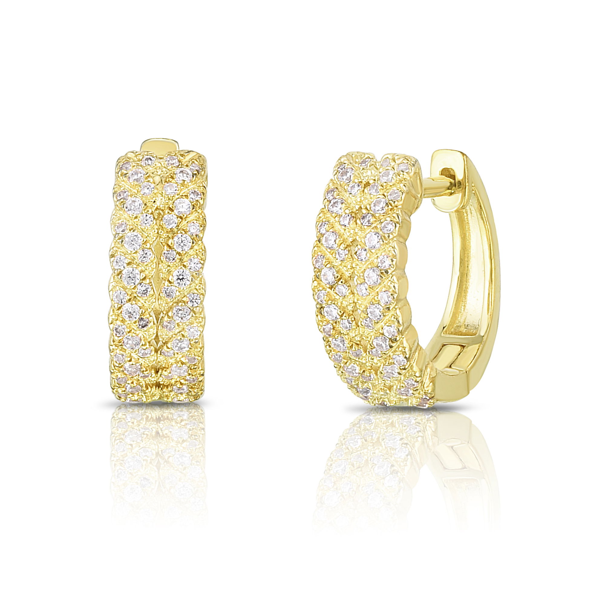 14K YG 112 DIA'S 0.34CT WHEAT HUGGIE HOOP EARRINGS 14K YG 112 DIA'S 0.34CT WHEAT HUGGIE HOOP EARRINGS
