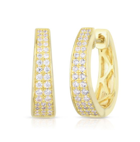 14KYG 72 BR DIAMONDS 0.32CT TAPERED PAVE HUGGIE HOOP EARRINGS 14KYG 72 BR DIAMONDS 0.32CT TAPERED PAVE HUGGIE HOOP EARRINGS