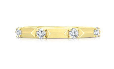 14KYG 4 BR DIAMONDS 0.20CT PYRAMID STACKABLE BAND 14KYG 4 BR DIAMONDS 0.20CT PYRAMID STACKABLE BAND