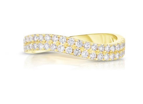 14KYG 38 BR DIAMONDS 0.42CT 2-ROW PRONG SET CURVED BAND 14KYG 38 BR DIAMONDS 0.42CT 2-ROW PRONG SET CURVED BAND