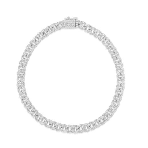 14KWG 589 DIAMONDS 1.78CT 4.27MM PETITE CUBAN LINK BRACELET 7"