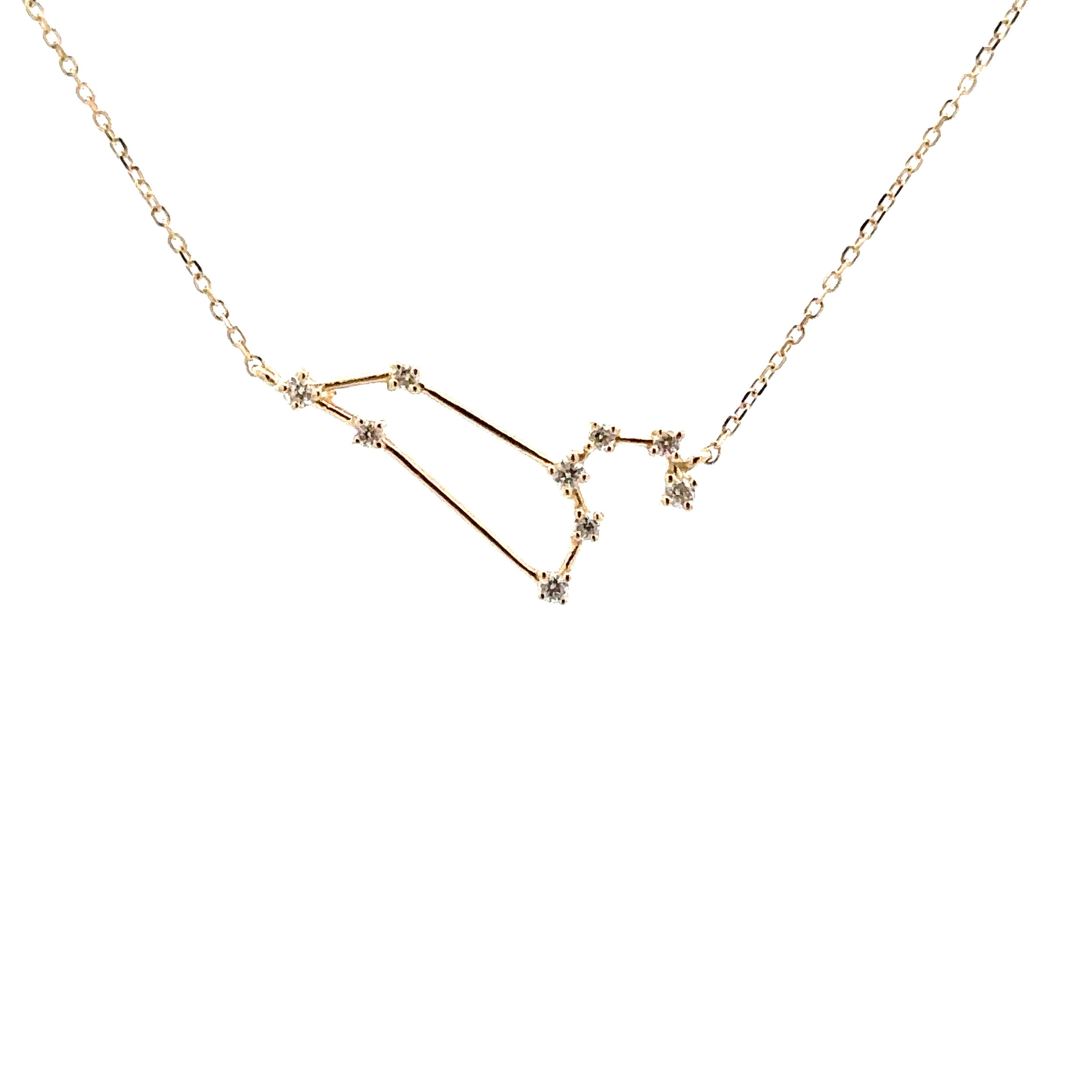 14KYG 9 BR DIAMONDS 0.08CT LEO ZODIAC CONSTELLATION NECKLACE 14KYG 9 BR DIAMONDS 0.08CT LEO ZODIAC CONSTELLATION NECKLACE