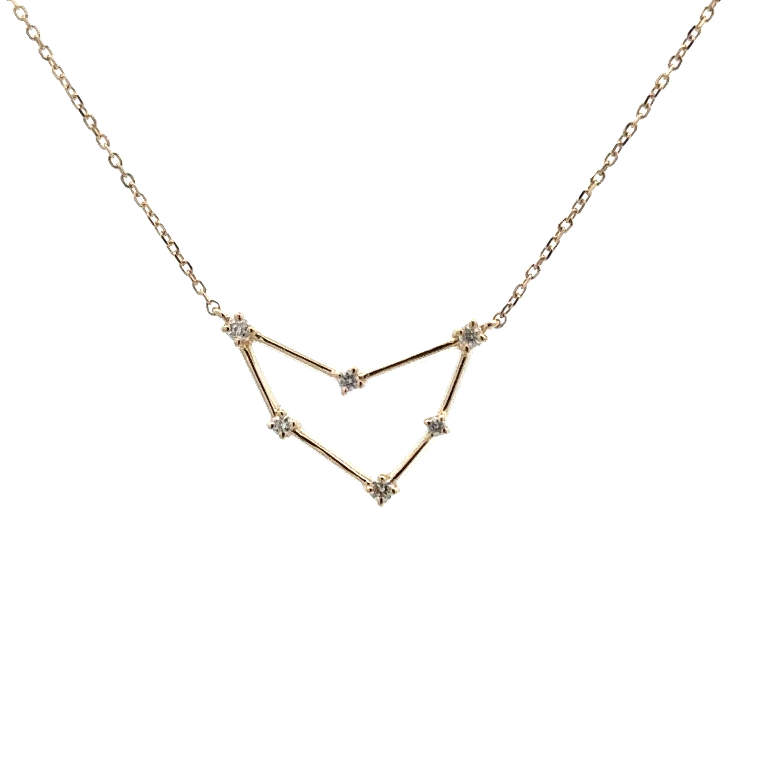 14KYG 6 BR DIAMONDS 0.07CT CAPRICORN STAR ZODIAC CONSTELLATION NECKLACE 14KYG 6 BR DIAMONDS 0.07CT CAPRICORN STAR ZODIAC CONSTELLATION NECKLACE
