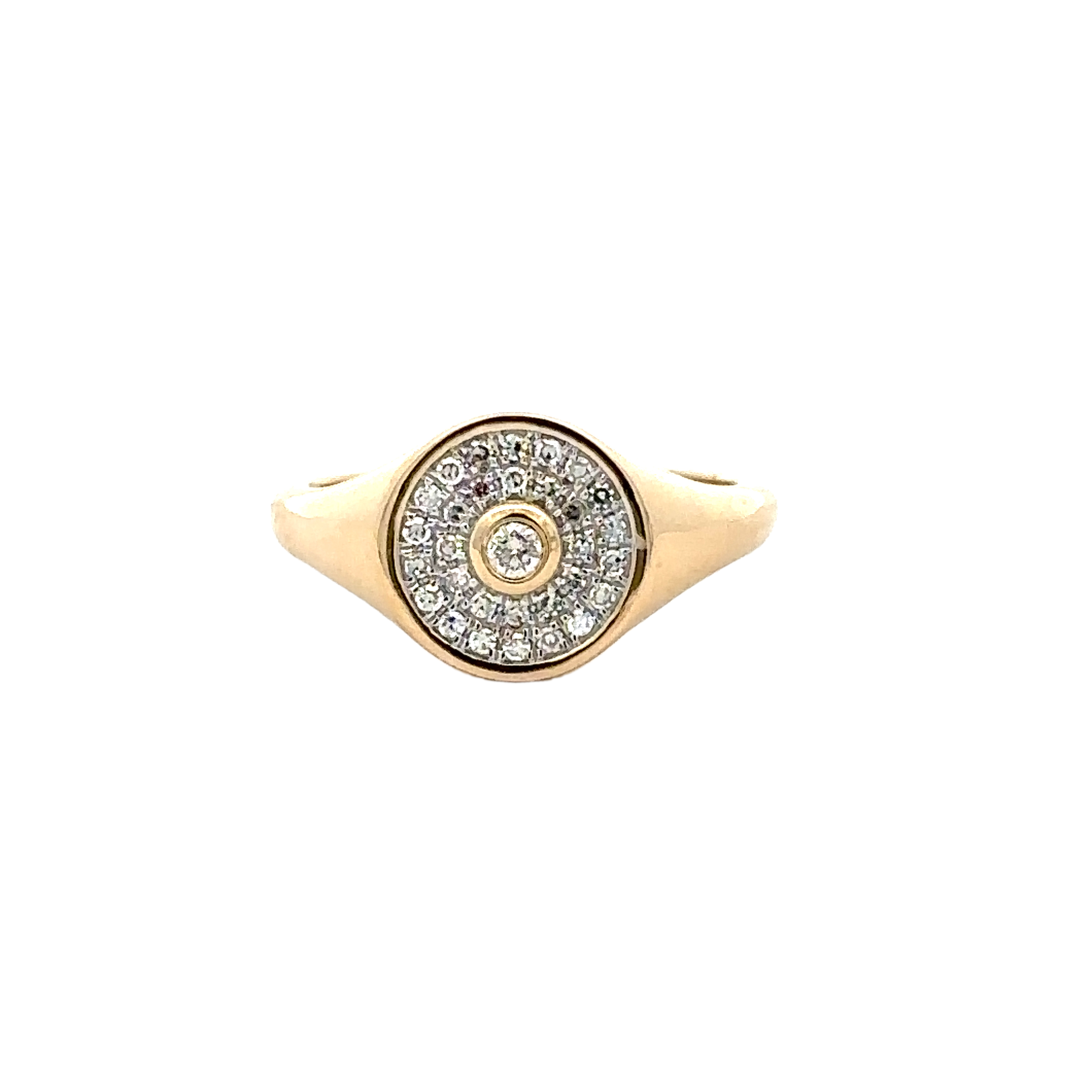 14KYG 31 BR DIAMONDS 0.20CT PAVE ROUND SIGNET PINKIE RING 14KYG 31 BR DIAMONDS 0.20CT PAVE ROUND SIGNET PINKIE RING
