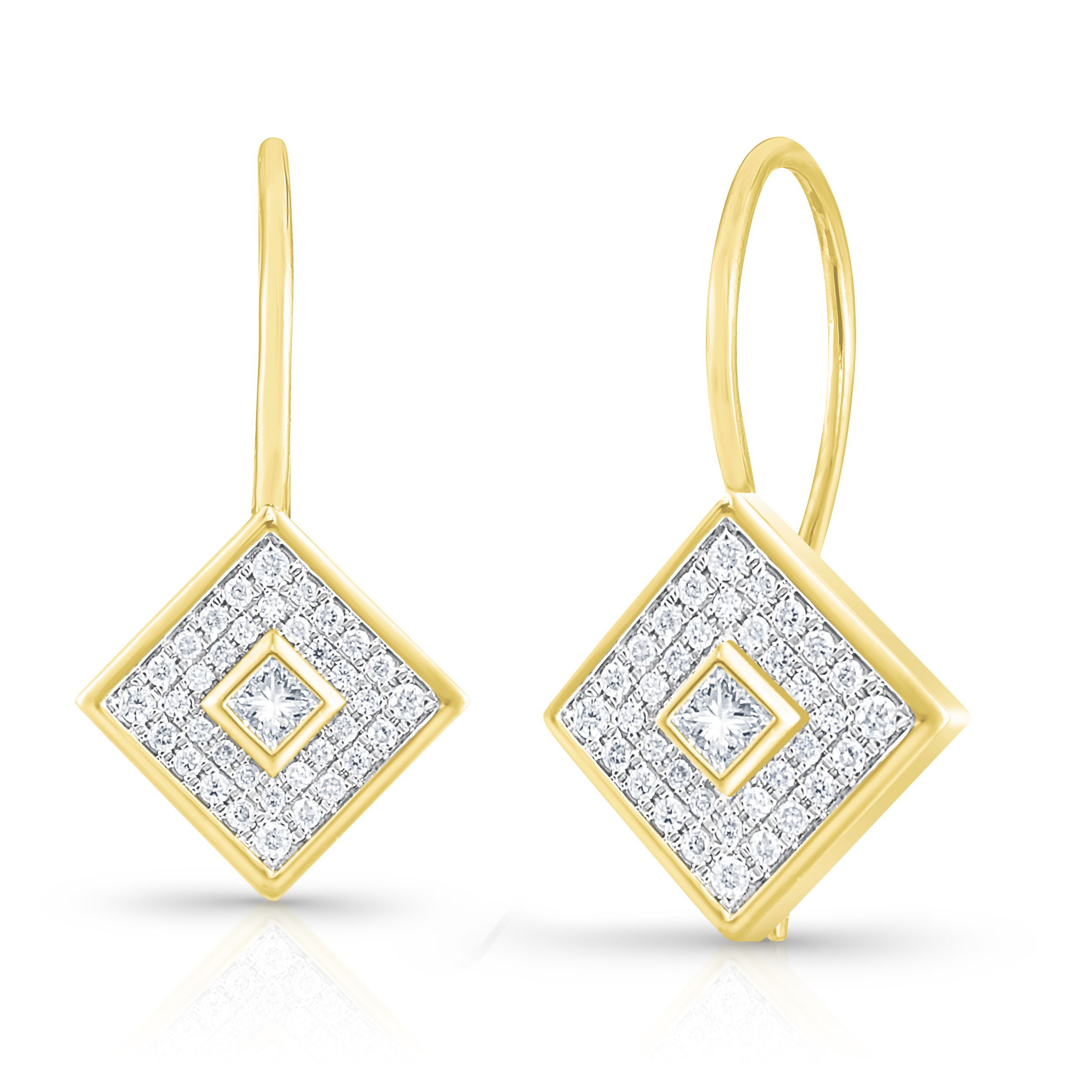14K YG 72 BR PAVE SET DIA'S & 2 PR DIA'S 0.40CT FASHION DROP EARRINGS 14K YG 72 BR PAVE SET DIA'S & 2 PR DIA'S 0.40CT FASHION DROP EARRINGS