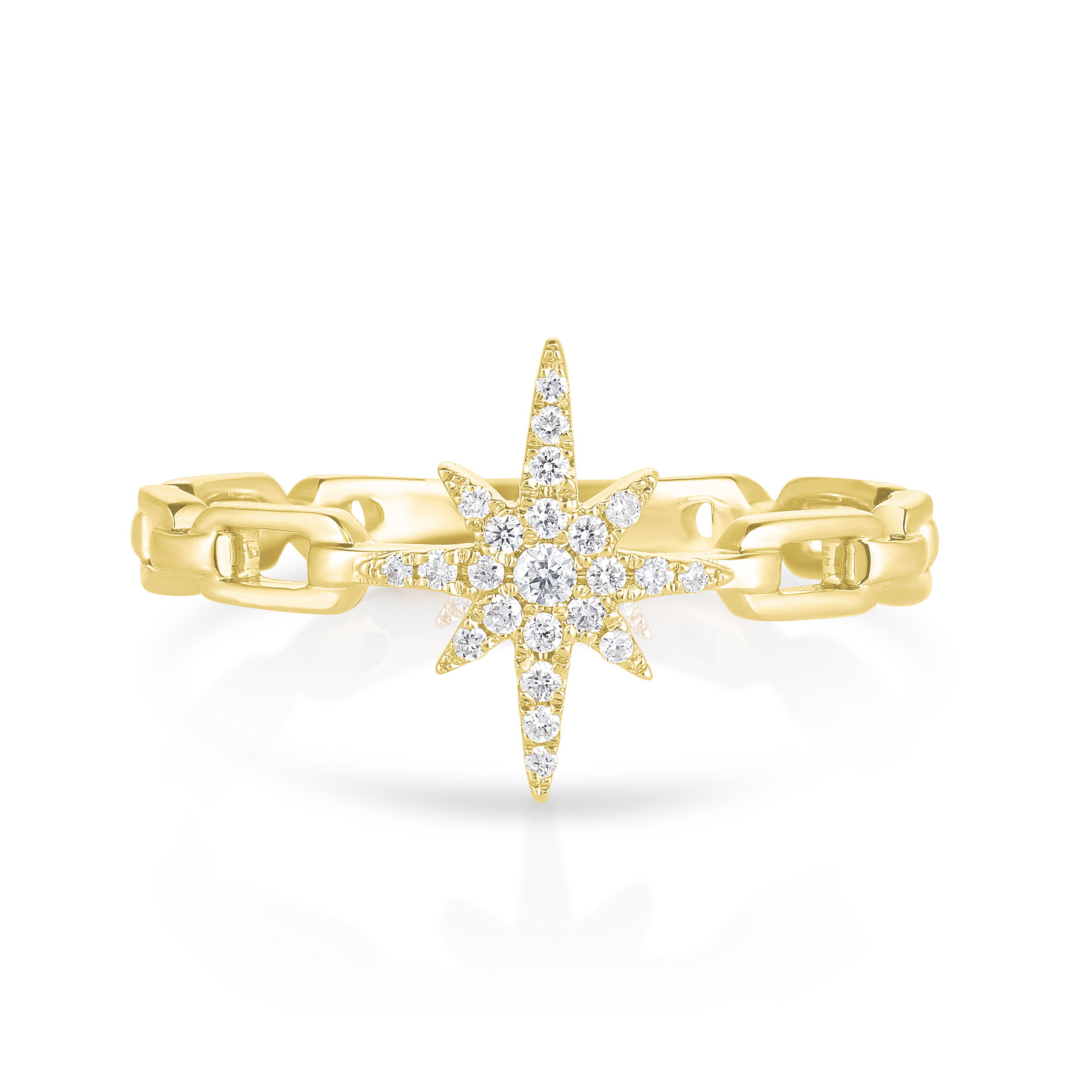 14KYG 23 BR DIAMONDS 0.11CT STARBURST CHAIN LINK RING