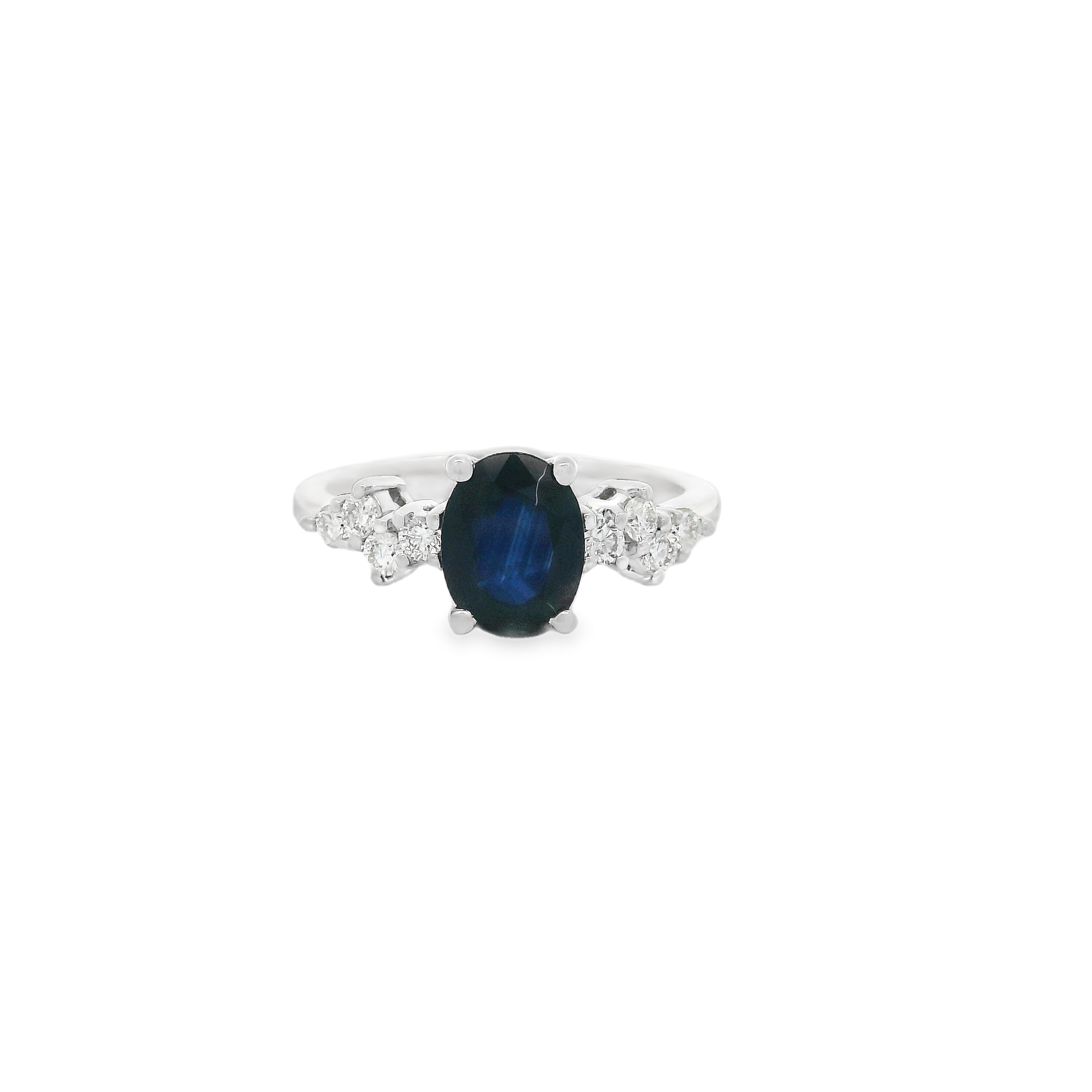 14KWG 1.50CT OVAL BLUE SAPPHIRE & 8 BR DIAMONDS 0.24CT LADIES RING