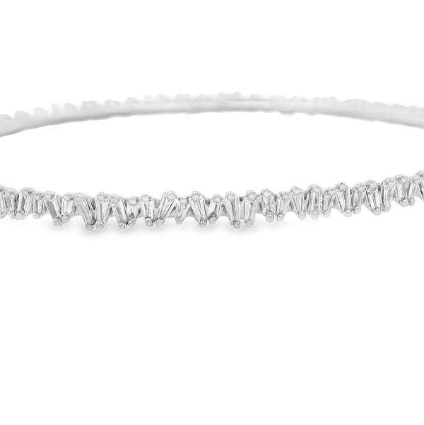 14K WHITE GOLD BANGLE WITH 58 BAGUETTE DIAMONDS @ 0.75CT