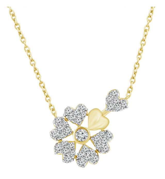 10KYG 37 BR DIAMONDS 0.25CT HEART CLUSTER FASHION NECKLACE 10KYG 37 BR DIAMONDS 0.25CT HEART CLUSTER FASHION NECKLACE