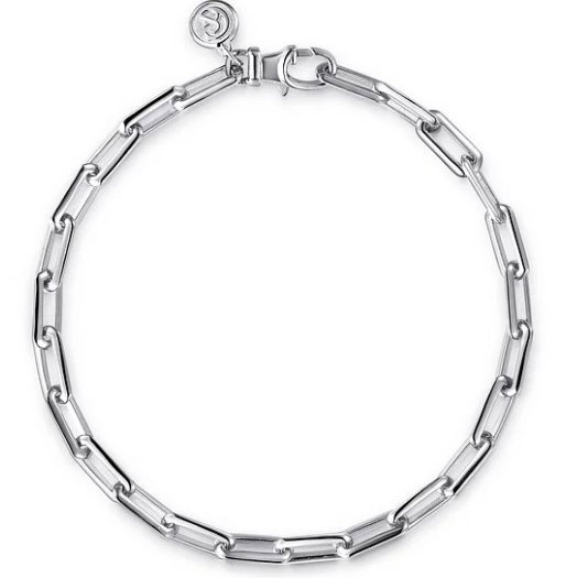 STERLING SILVER 8" ELONGATED LINK/PAPERCLIP BRACELET