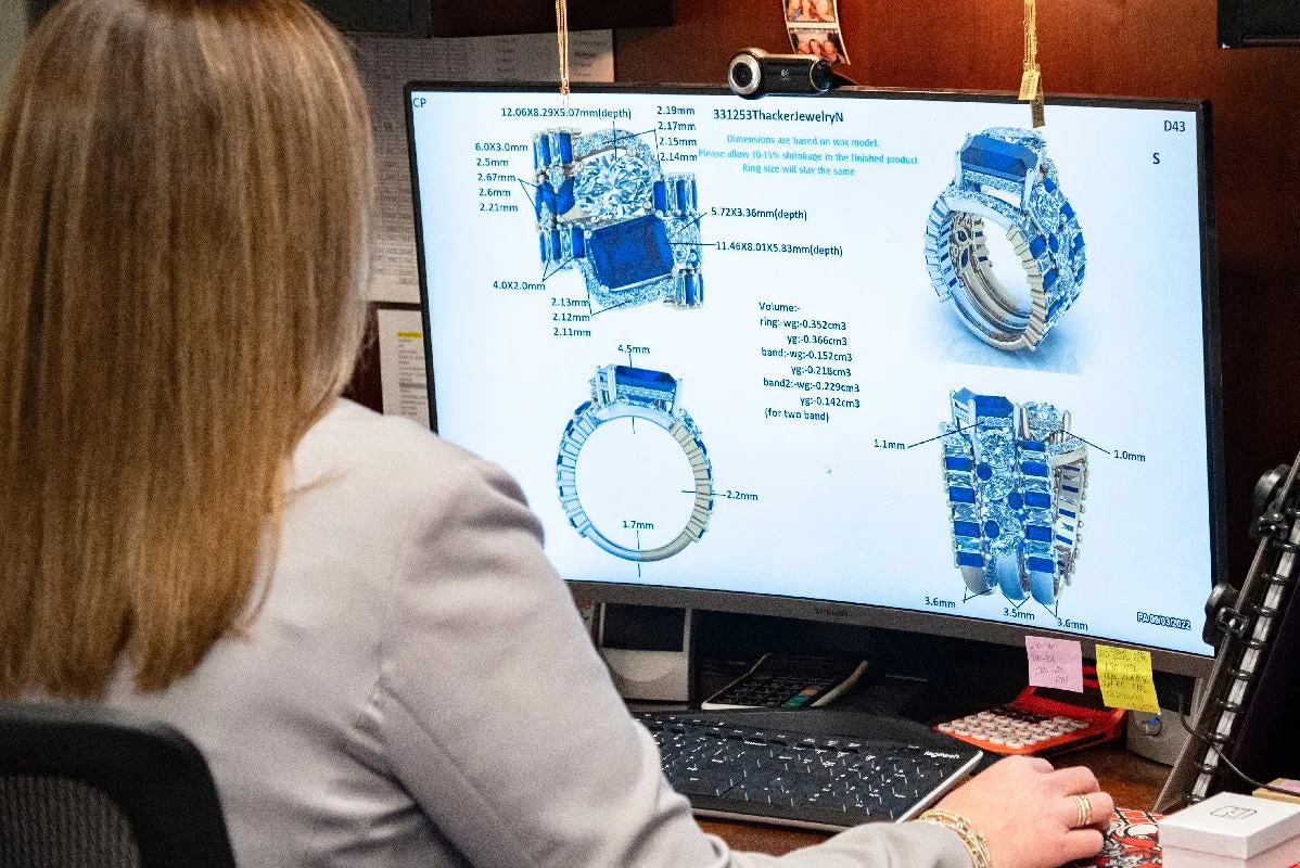 Three-dimensional CAD rendering of a custom jewelry design