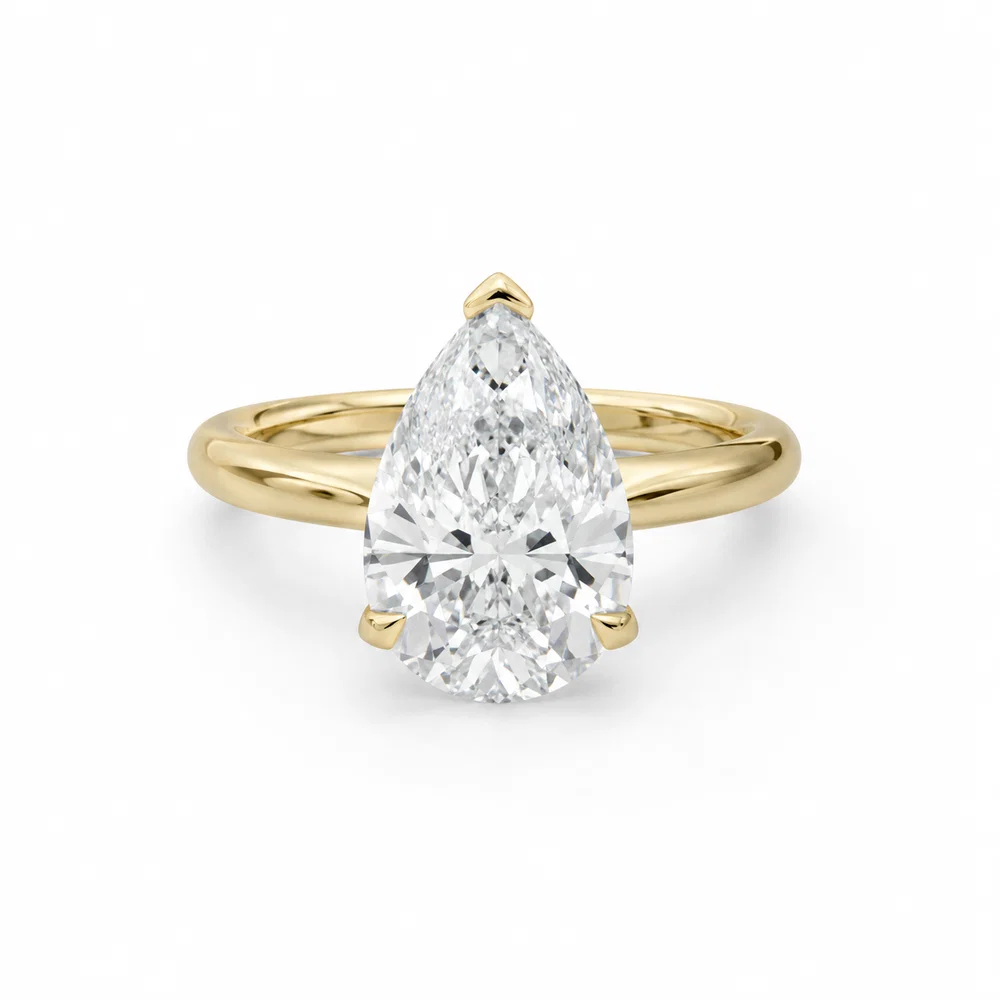 14K Yellow & White Gold Hidden Halo Solitaire Semi-Mount