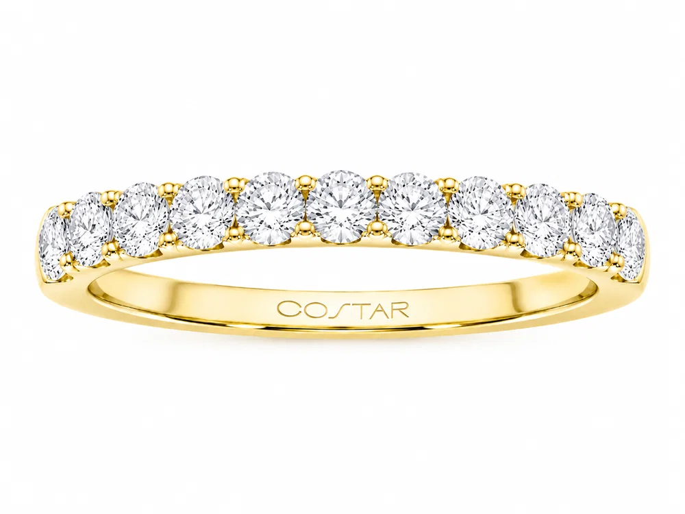 14K Yellow Gold Straight Prong Diamond Band