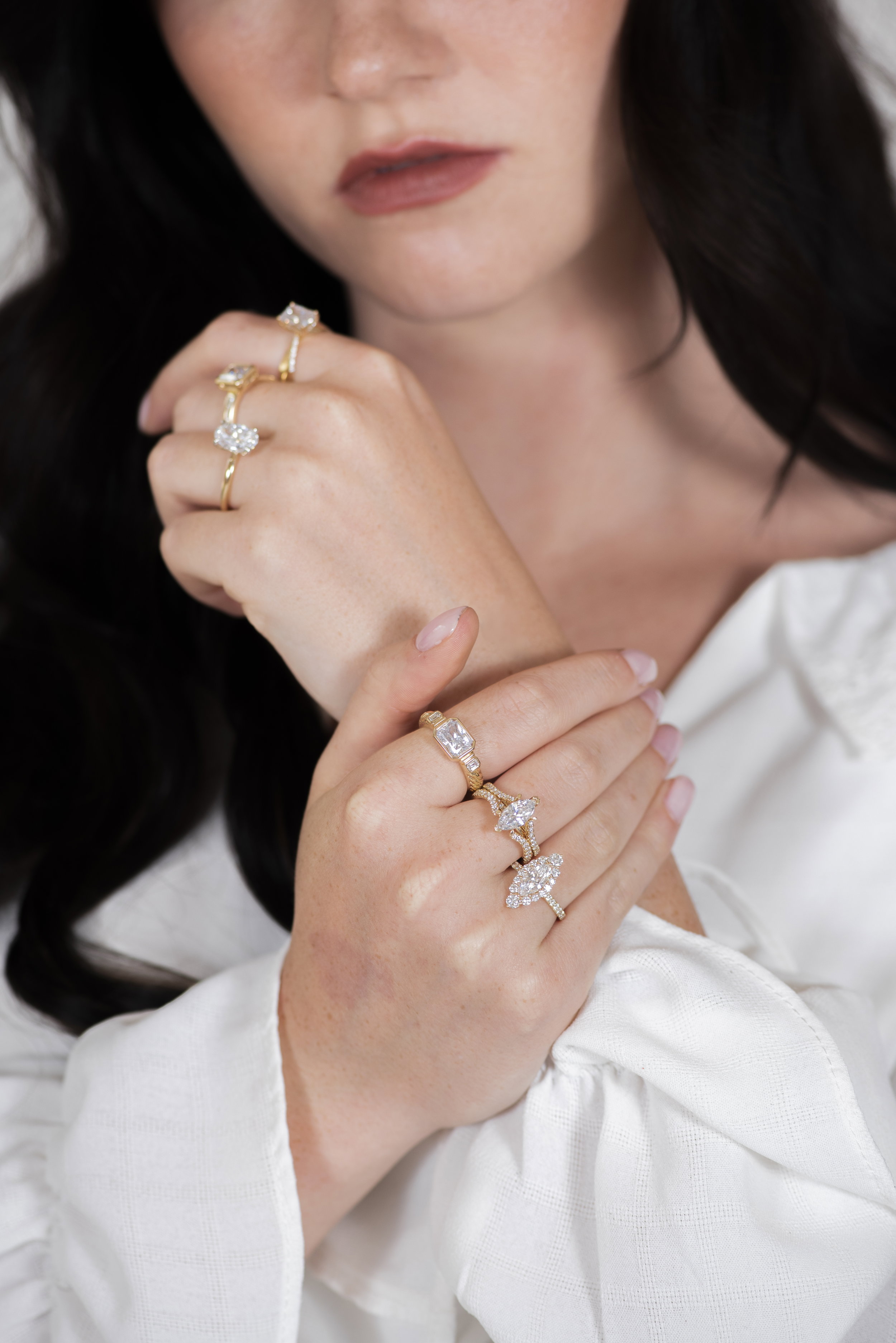Solitaire diamond engagement ring on soft festive velvet