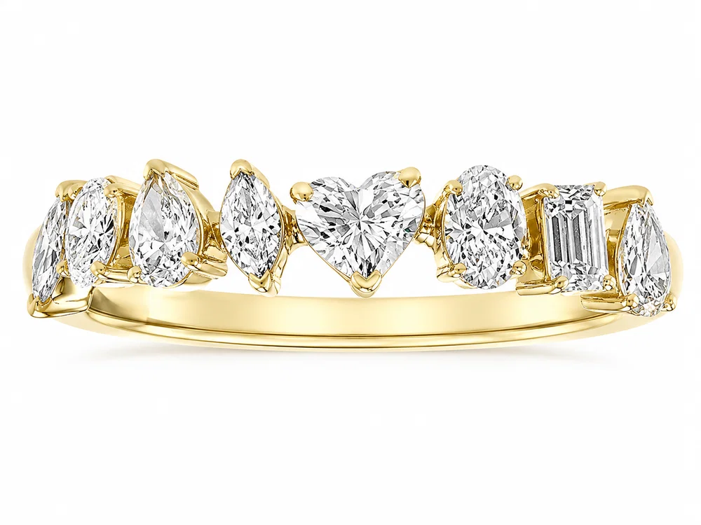 14K Yellow Gold Fancy Shape Diamond Band