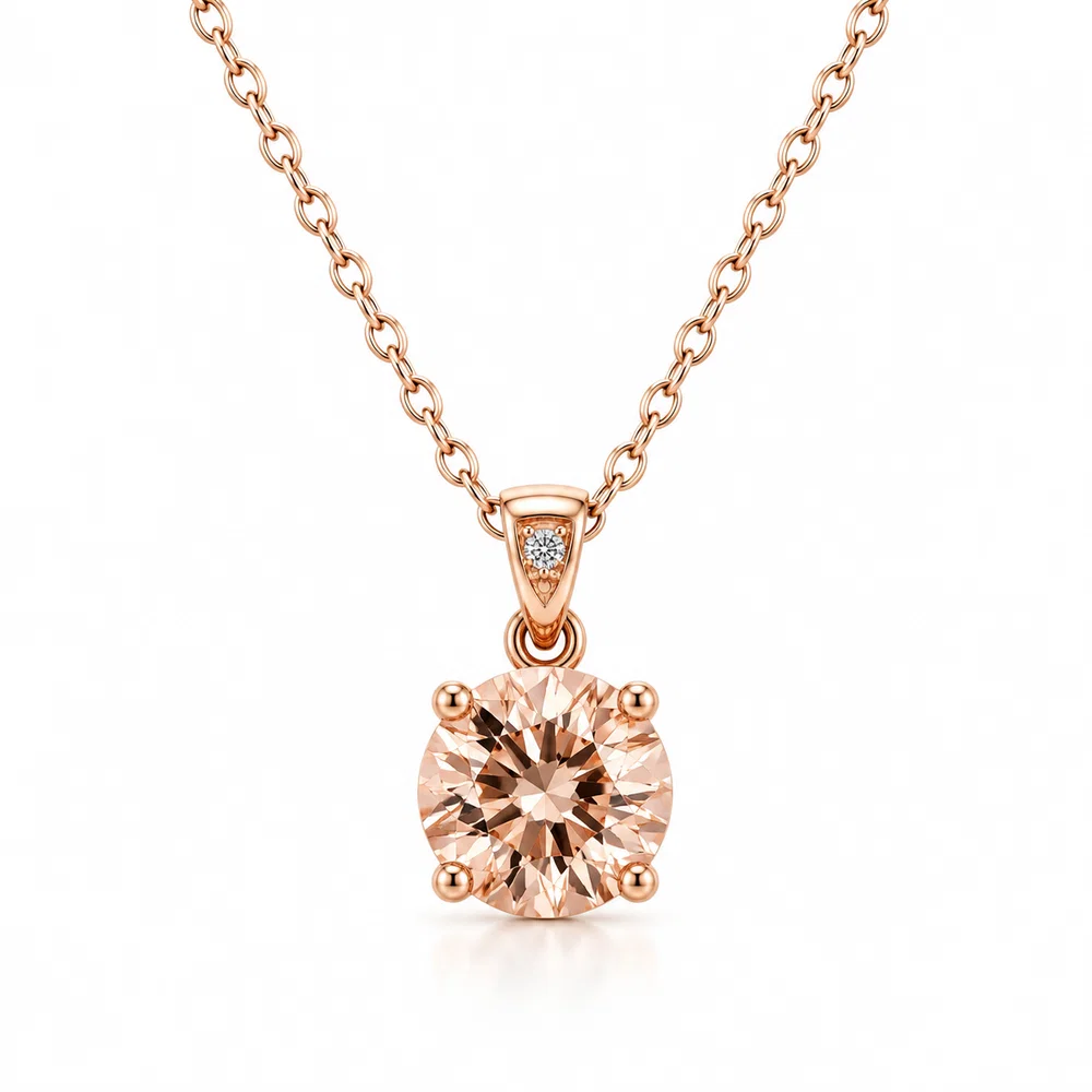 Blush pink morganite drop necklace in rose gold
