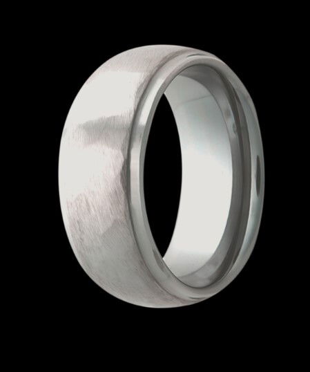 8MM TUNGSTEN DOMED STEP-EDGE HAMMERED BAND -- SIZE 8.5 8MM TUNGSTEN DOMED STEP-EDGE HAMMERED BAND -- SIZE 8.5