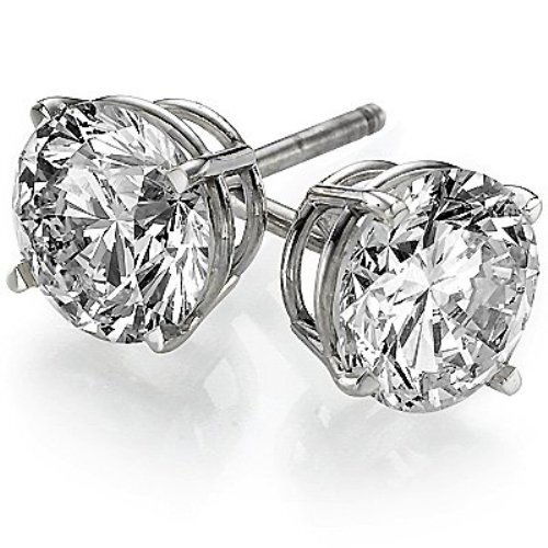 14KWG 0.86CT I/SI2 ROUND BRILLIANT DIAMOND STUD EARRINGS W/SCREW BACKS