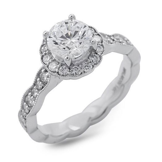 Closeup photo of 14KWG 48 BR DIAMONDS 0.75CT ROUND HALO SEMI-MOUNT