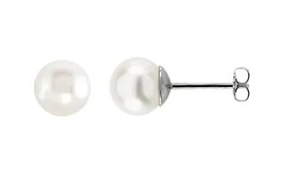 14KWG 8.0-8.5MM CULTURED WHITE FRESHWATER PEARL STUD EARRINGS