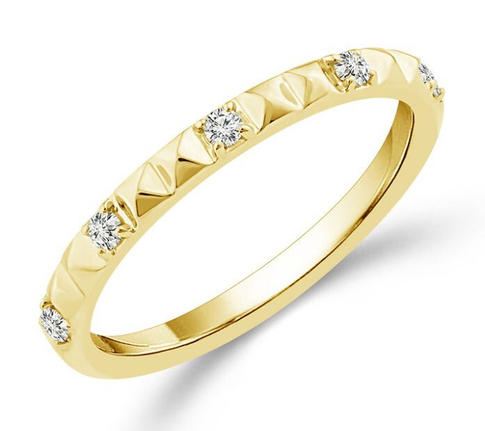 14KYG 5 BR DIAMONDS 0.10CT TEXTURED STACKABLE BAND 14KYG 5 BR DIAMONDS 0.10CT TEXTURED STACKABLE BAND