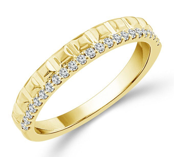 14KYG 23 BR DIAMONDS 0.16CT TEXTURED STACKABLE BAND 14KYG 23 BR DIAMONDS 0.16CT TEXTURED STACKABLE BAND