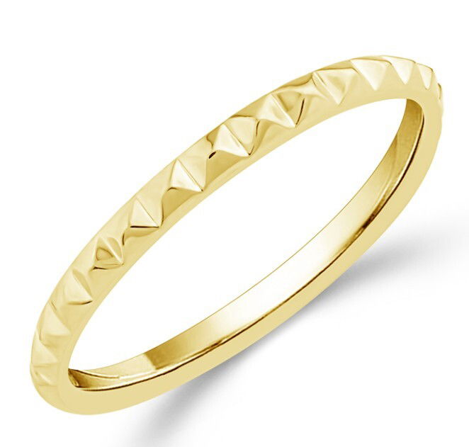 14KYG POLISHED "PYRAMID TEXTURE" STACKABLE BAND 14KYG POLISHED "PYRAMID TEXTURE" STACKABLE BAND