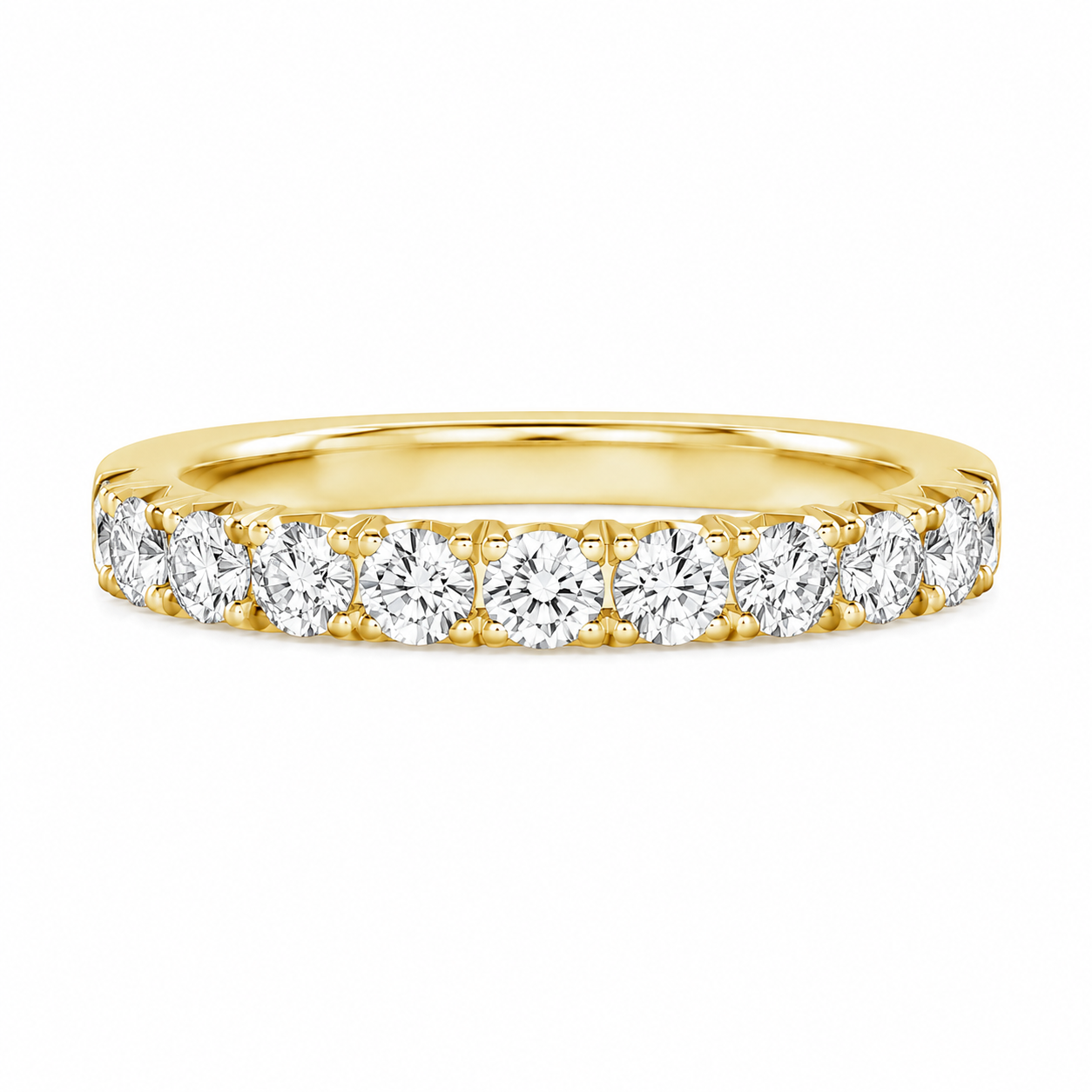 14K yellow gold French prong diamond band