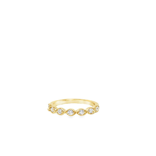Closeup photo of 14KYG 7 BR DIAMONDS 0.25CT MILGRAIN SCALLOP STACKABLE BAND