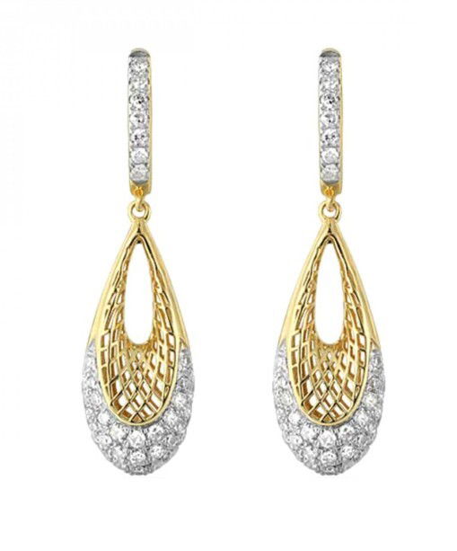 14KYG/WG 84 BR DIAMONDS 0.50CT PEAR SHAPE DROP/DANGLE EARRINGS