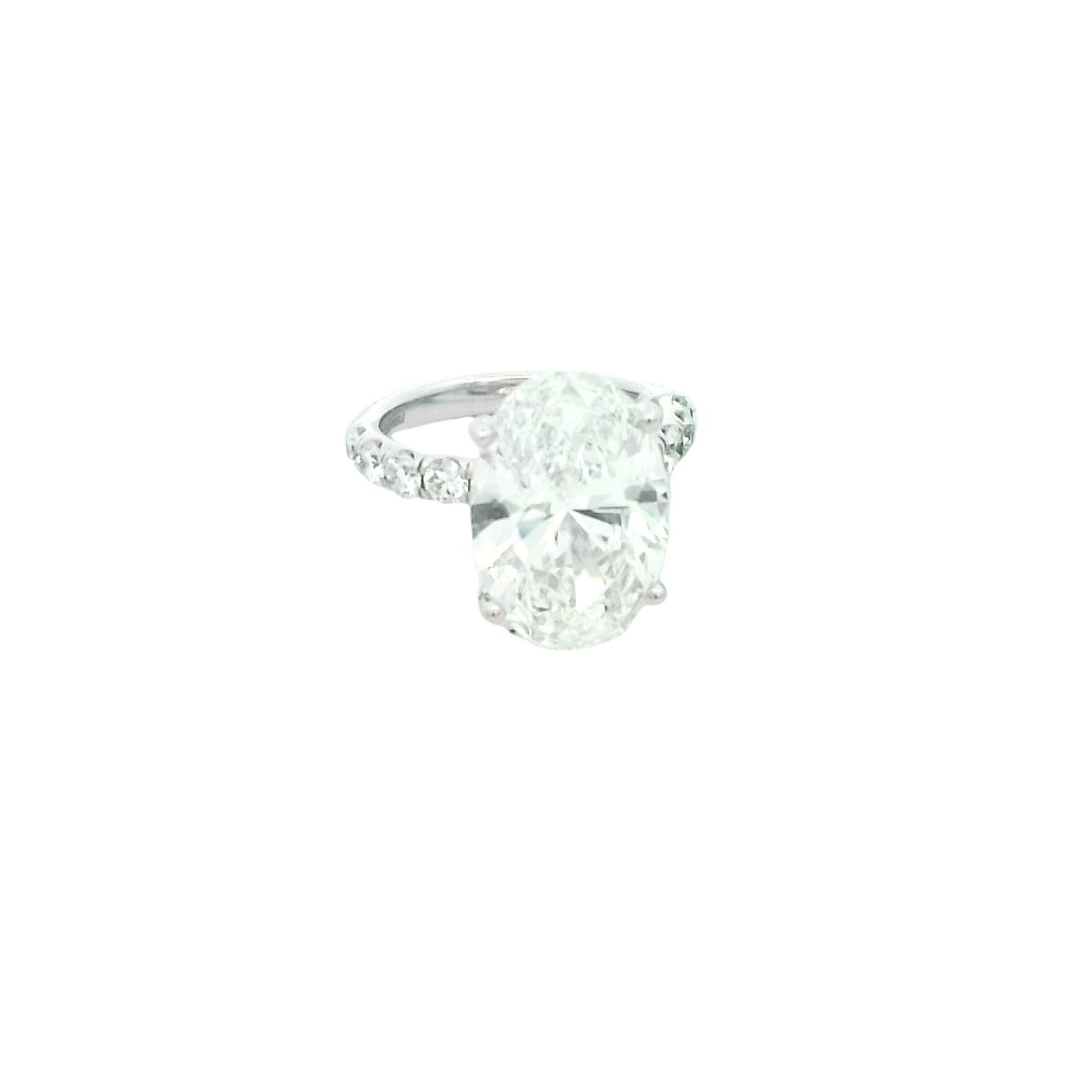 14K WG 50 BR LG DIA'S 1.16CTW STRAIGHT PRONG ACCENTED HEAD W/ 7.10CT F/VS1 OVL SHAPE LG DIAMOND 14K WG 50 BR LG DIA'S 1.16CTW STRAIGHT PRONG ACCENTED HEAD W/ 7.10CT F/VS1 OVL SHAPE LG DIAMOND