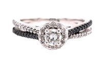 14KWG 0.24CT BR DIAMOND H/SI2 & 36 BR DIAMONDS 0.23CT & 24 BLACK DIAMONDS 0.16CT HALO RING