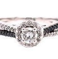 Closeup photo of 14KWG 0.24CT BR DIAMOND H/SI2 & 36 BR DIAMONDS 0.23CT & 24 BLACK DIAMONDS 0.16CT HALO RING