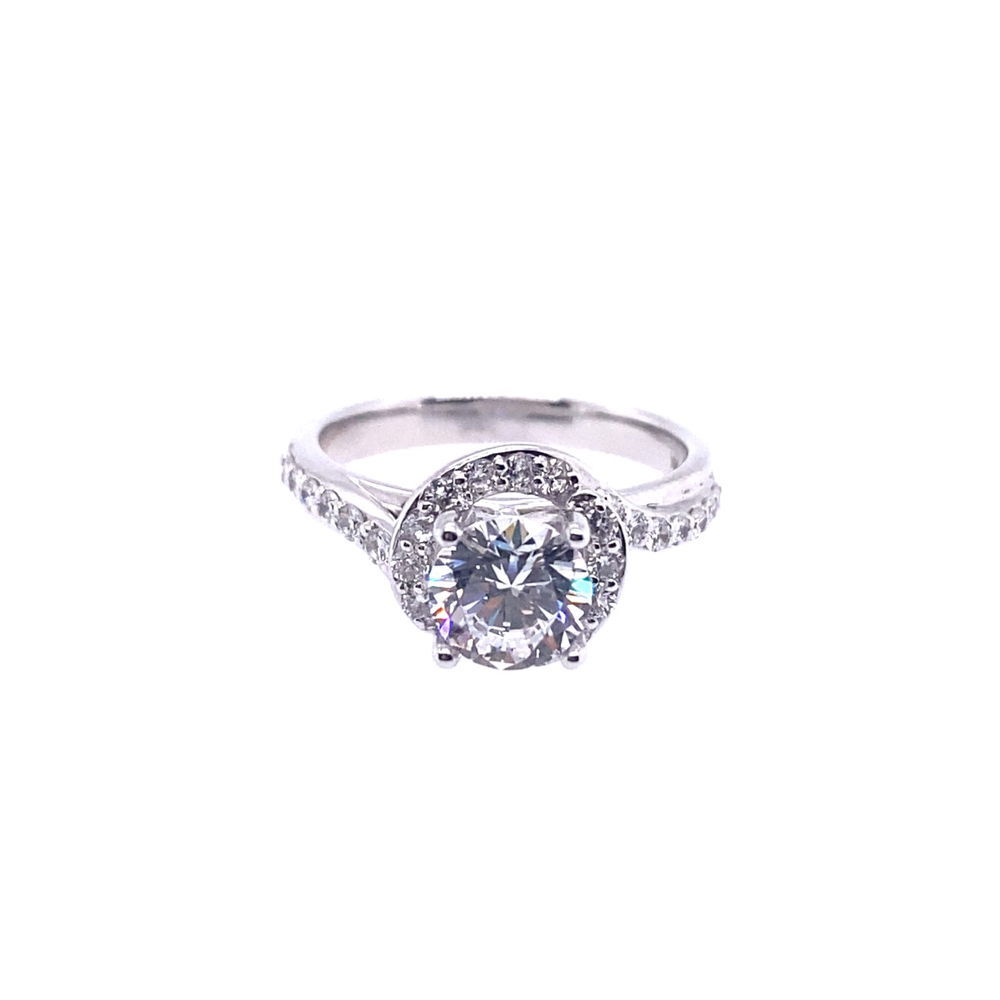 14KT WG 28 BR DIA 0.43CT OFFSET ROUND HALO SEMI-MOUNT