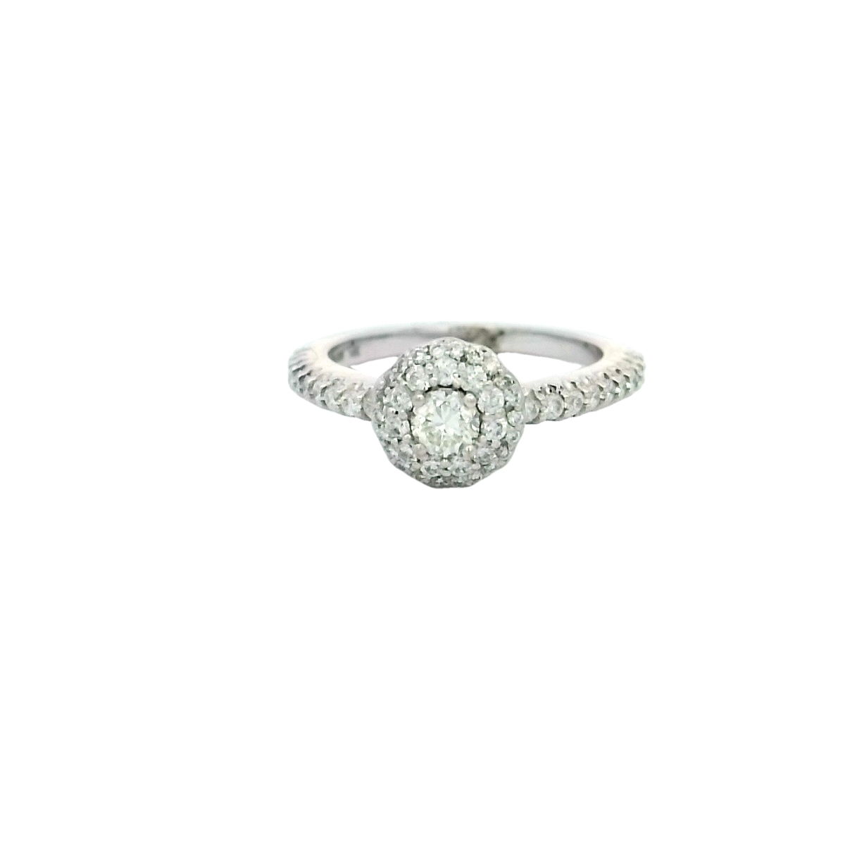 14K WG 0.23CT BR DIA & 51 BR DIA'S 0.49CTW DOUBLE HALO ENGAGEMENT RING