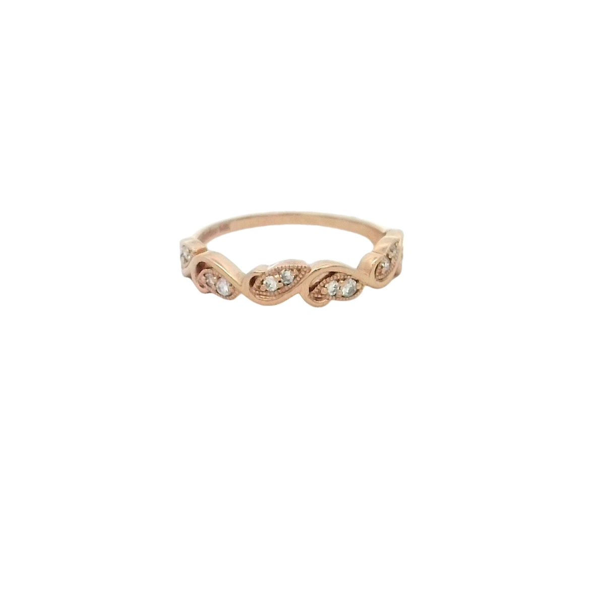 14KT RG 12 BR DIA 0.15CTW "LEAFY" STACKABLE BAND 14KT RG 12 BR DIA 0.15CTW "LEAFY" STACKABLE BAND