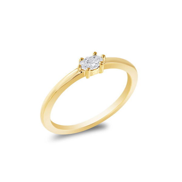 Closeup photo of 14KYG 0.15CT OVAL DIAMOND STACKABLE SOLITAIRE RING