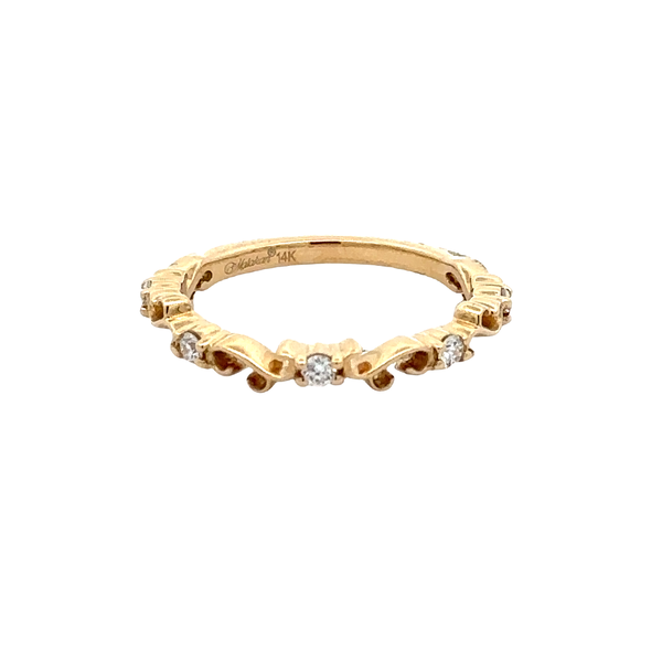 Closeup photo of 14KYG 5 BR DIAMONDS 0.17CTW SCROLL STYLE STACKABLE BAND